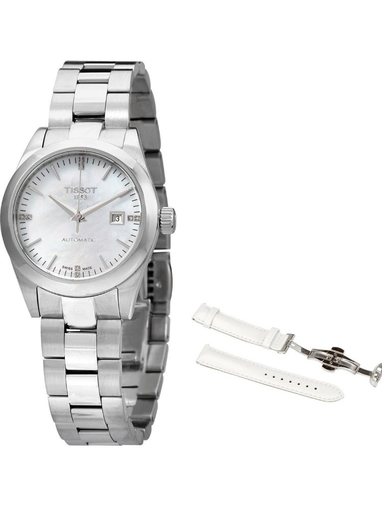 Nwt Tissot Automatic Diamond White Mother Of Pearl Dial Ladies Watch